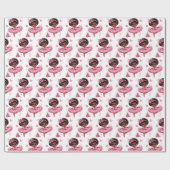 Schattige Afro-Amerikaanse ballerina roze kerst Cadeaupapier (Vlak)