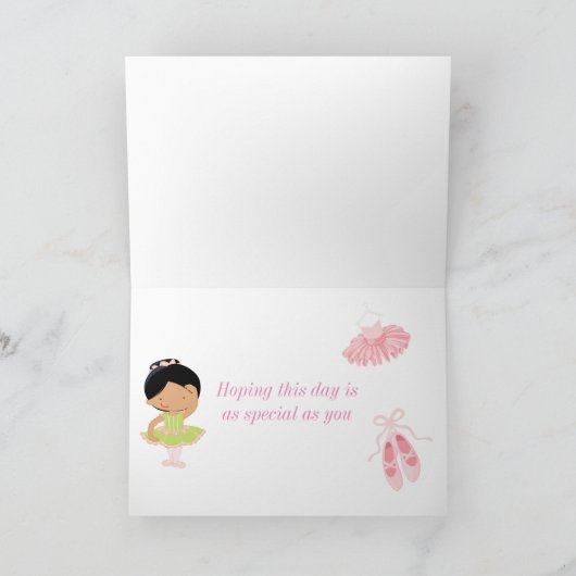 Schattige Afro-Amerikaanse Ballerina Verjaardag Kaart (Binnen)