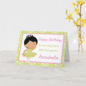 Schattige Afro-Amerikaanse Ballerina Verjaardag Kaart (Gele Bloem)