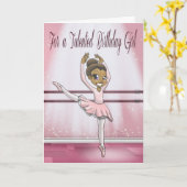 Schattige Afro-Amerikaanse Ballerina Verjaardag Kaart (Gele Bloem)