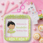 Schattige Afro-Amerikaanse Ballerina Verjaardag Papieren Bordje (Feest)