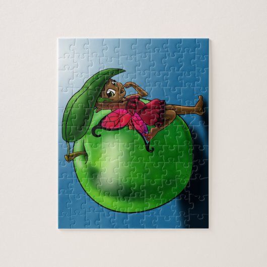 Schattige Afro-Amerikaanse Fairy en Apple Legpuzzel (Verticaal)