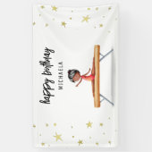 Schattige Afro-Amerikaanse Gymnastiek Verjaardag Spandoek (Verticaal)