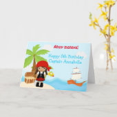 Schattige Afro-Amerikaanse Piraat Meisje Verjaarda Kaart (Gele Bloem)