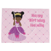 Schattige Afro-Amerikaanse prinses roze verjaardag Groot Cadeauzakje (Achterkant)