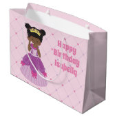 Schattige Afro-Amerikaanse prinses roze verjaardag Groot Cadeauzakje (Achterkant Gekanteld)