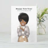 Schattige Afro-Amerikaanse vrouw kerstlichtjes Feestdagenkaart (Staand voorkant)