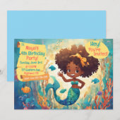 Schattige Afro-Amerikaanse zeemeermin verjaardagsu Kaart (Voorkant / Achterkant)