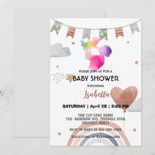 Schattige afro MOM regenboog ster ballon baby show Kaart