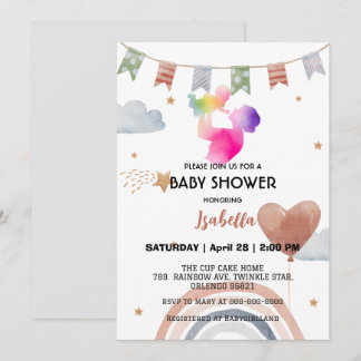Schattige afro MOM regenboog ster ballon baby show Kaart