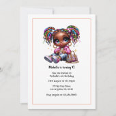 Schattige Afrocentrisch Meisje Verjaardagsfeest Kaart (Voorkant)