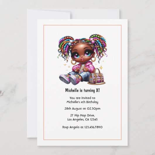 Schattige Afrocentrisch Meisje Verjaardagsfeest Kaart (Voorkant)