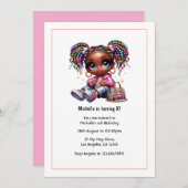 Schattige Afrocentrisch Meisje Verjaardagsfeest Kaart (Voorkant / Achterkant)