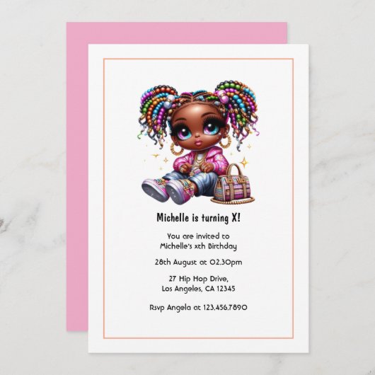 Schattige Afrocentrisch Meisje Verjaardagsfeest Kaart (Voorkant / Achterkant)