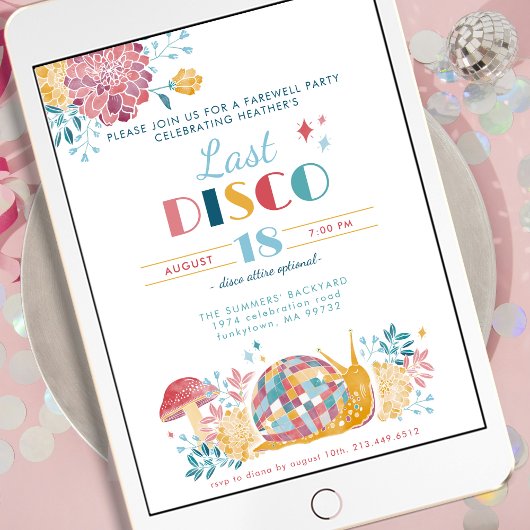 Schattige Afscheid Laatste Disco 70s Theme Going A Kaart