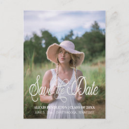 Schattige afstudeerdatum save the date meisjesfoto briefkaart