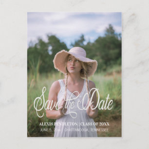 Schattige afstudeerdatum save the date meisjesfoto briefkaart