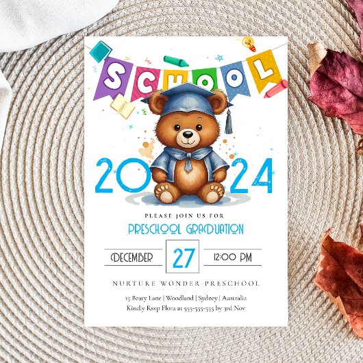 Schattige Afstudeerder beer Kleuterschool Afstuder Kaart