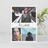 Schattige Afstuderen Bedankt Script drie foto's Aankondiging (Staand voorkant)