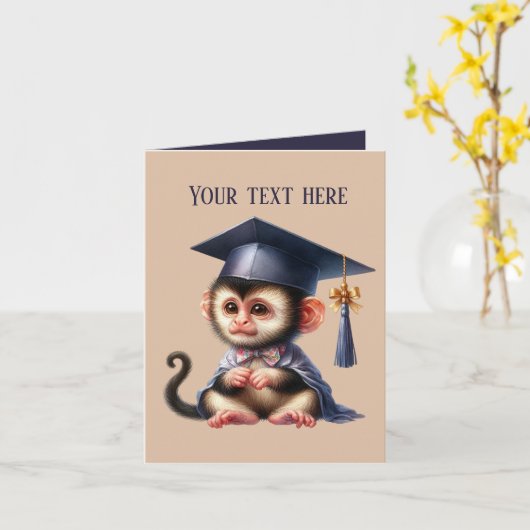 Schattige Afstuderen Bericht toevoegen Monkey Kaart (Gele Bloem)