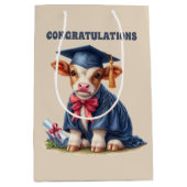 Schattige Afstuderen gefeliciteerd koe Medium Cadeauzakje (Voorkant)