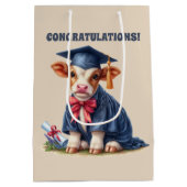 Schattige Afstuderen gefeliciteerd koe Medium Cadeauzakje (Achterkant)