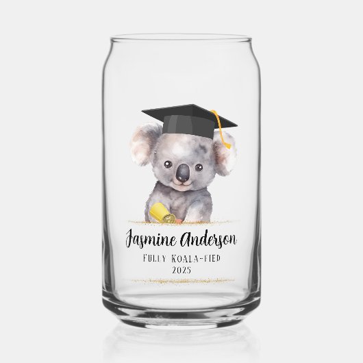 Schattige Afstuderen Koala gepersonaliseerd Blikvorm Glas (Voorkant)