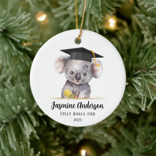 Schattige Afstuderen Koala gepersonaliseerd Keramisch Ornament (Boom)