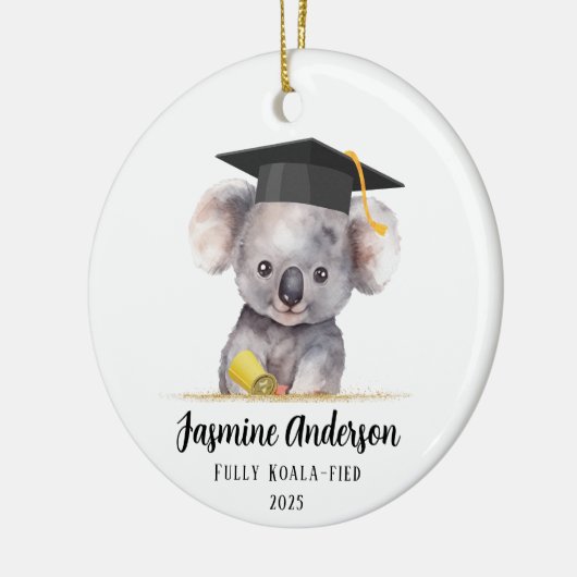 Schattige Afstuderen Koala gepersonaliseerd Keramisch Ornament (Links)