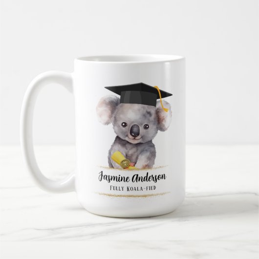 Schattige Afstuderen Koala gepersonaliseerd Koffiemok (Links)