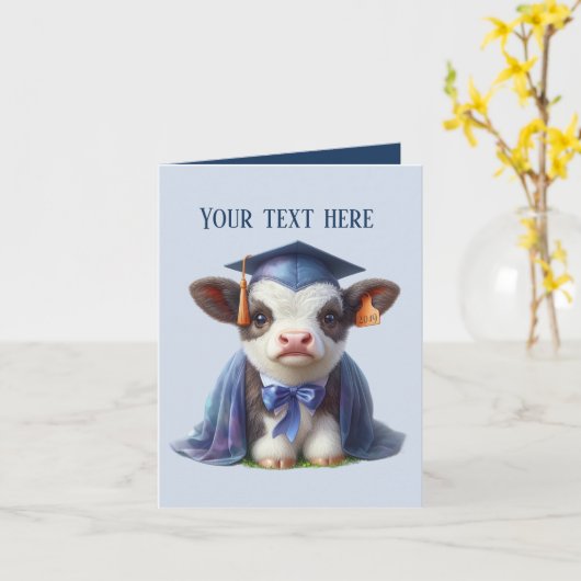 Schattige Afstuderen koe bericht toevoegen Kaart (Gele Bloem)