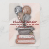 Schattige Afstuderen pet, boek en ballonnen Uitnod Kaart (Achterkant)
