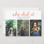 Schattige afstuderen ze het script drie foto's kor kaart (Voorkant)