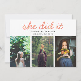 Schattige afstuderen ze het script drie foto's kor kaart