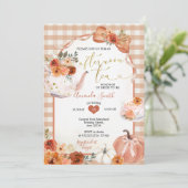 Schattige Afternoon Tea Party Bow Pumpkin Vrijgeze Kaart (Staand voorkant)