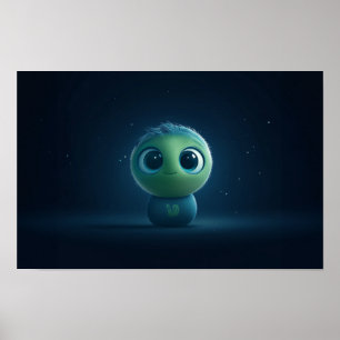 Schattige AI Pixar-geïnspireerde Fuzzy Creature Wa Poster