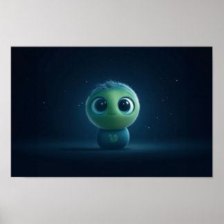 Schattige AI Pixar-geïnspireerde Fuzzy Creature Wa Poster