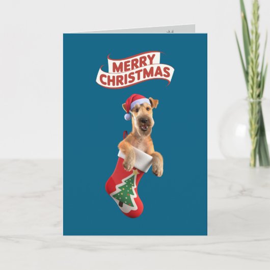 Schattige Airedale Kerstkaart Feestdagen Kaart (Voorkant)