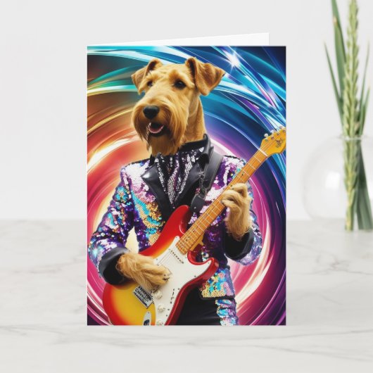 Schattige Airedale Rockster Kaart (Voorkant)