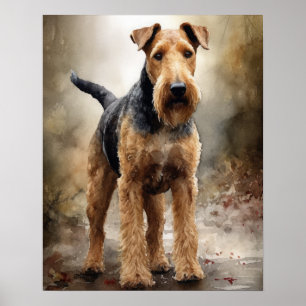 Schattige Airedale Terrier Hondenkunst Print Poste