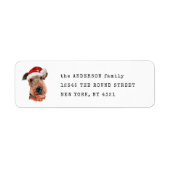 Schattige Airedale Terrier Kersthond Retouradres Etiket (Voorkant)