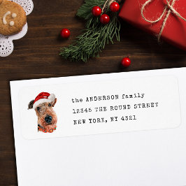 Schattige Airedale Terrier Kersthond Retouradres Etiket