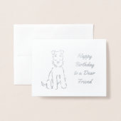 Schattige Airedale Terrier Sketch op Folie Kaarten (Voorkant met envelop)