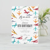 Schattige Airplane Kids Verjaardagsfeest Vliegen O Kaart (Staand voorkant)