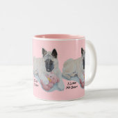 schattige akita die roze teddybeer hondenportret b tweekleurige koffiemok (Voorkant rechts)