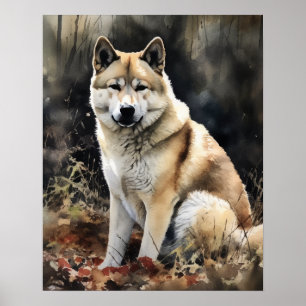 Schattige Akita Dog Art Print Poster
