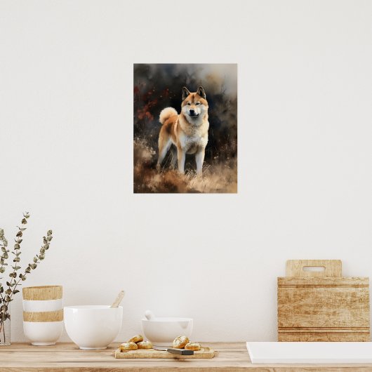Schattige Akita Dog Art Print Poster (Keuken)