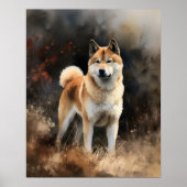 Schattige Akita Dog Art Print Poster (Voorkant)