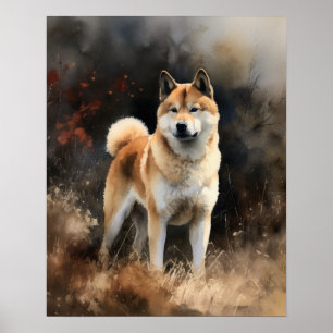 Schattige Akita Dog Art Print Poster