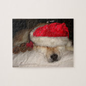 schattige akita hond die gekleed is voor kerstmis legpuzzel (Horizontaal)